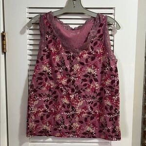 St. John's Bay Mauve Floral Lace-Trim Camisole